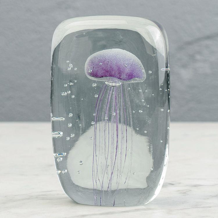 Пресс-папье Розовая медуза Rectangular Glass Paperweight Pink Jellyfish