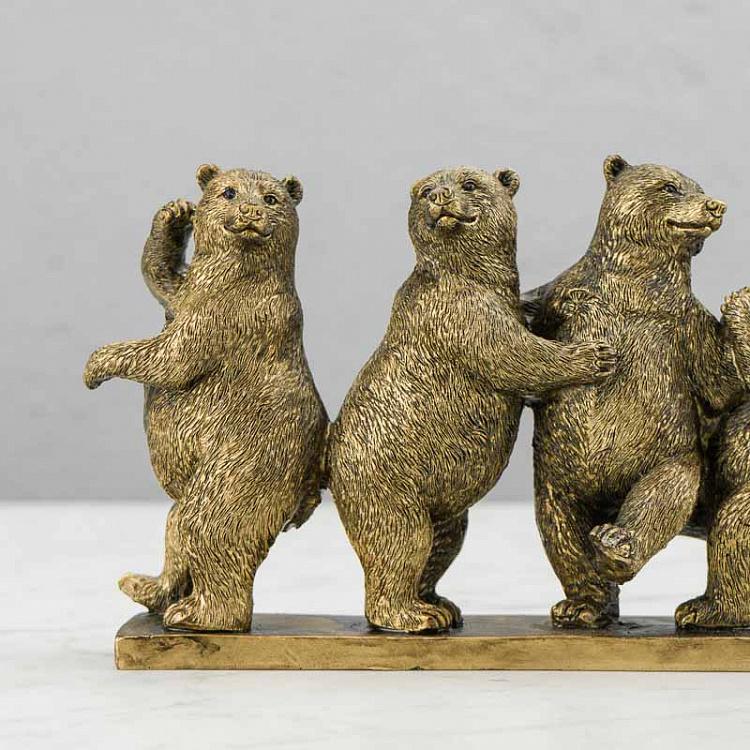 Статуэтка Медвежий квинтет Row Of 5 Bears Antique Gold
