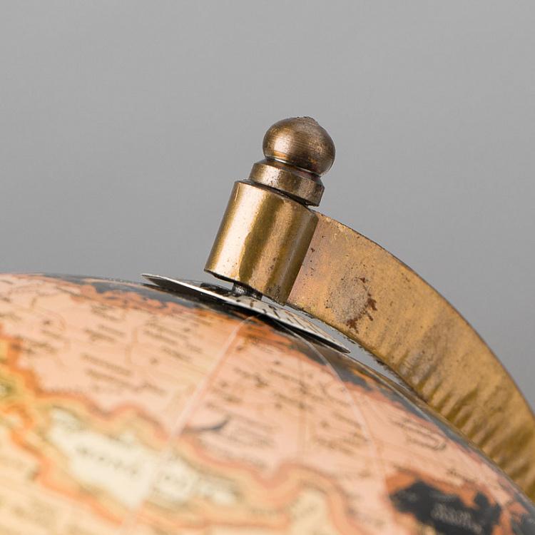 Винтажный чёрный глобус на деревянном основании Vintage Globe Black On Black Base Mango Wood