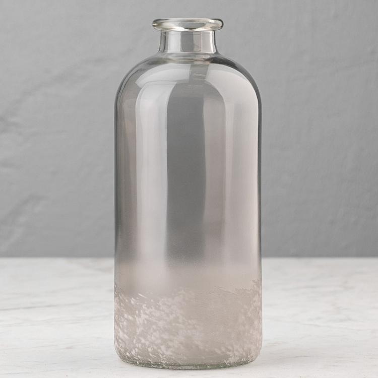 Ваза-бутыль из серого под изморозь стекла, S Grey-frosted Glass Bottle Vase Small