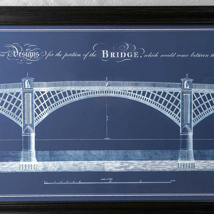 Картина-принт Телфордский мост с синим фоном, L Architectural Telford Bridge Blue Print Large
