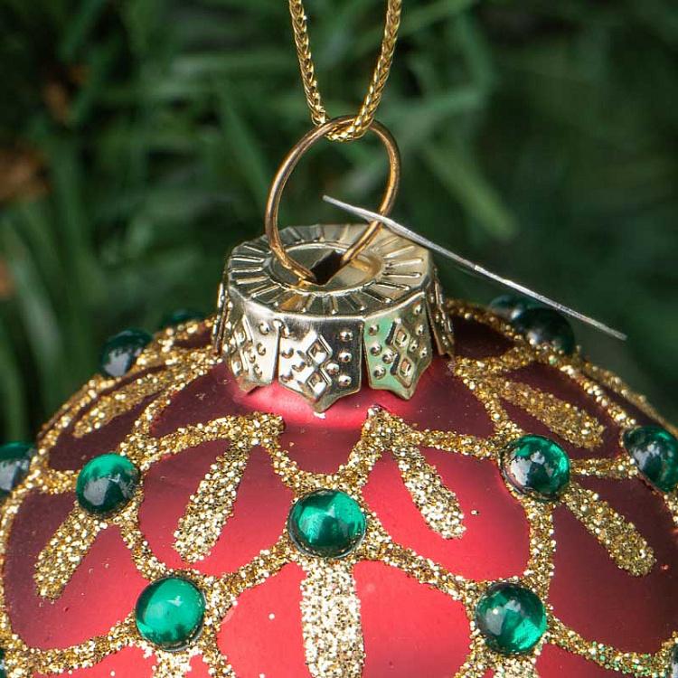 Ёлочная игрушка-шкатулка Красное яйцо Glass Jewel Egg Box Red 11 cm