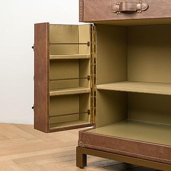 Барный шкаф-сундук Voyage Chest Sideboard RM натуральная кожа Brown Franco