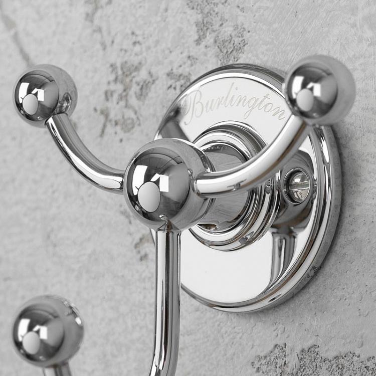 Трёхрожковый крючок цвета хром Triple Hook Plated Brass