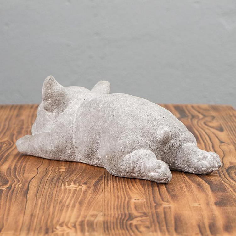 Серая статуэтка Лежащий французский бульдог Lying French Bulldog Grey