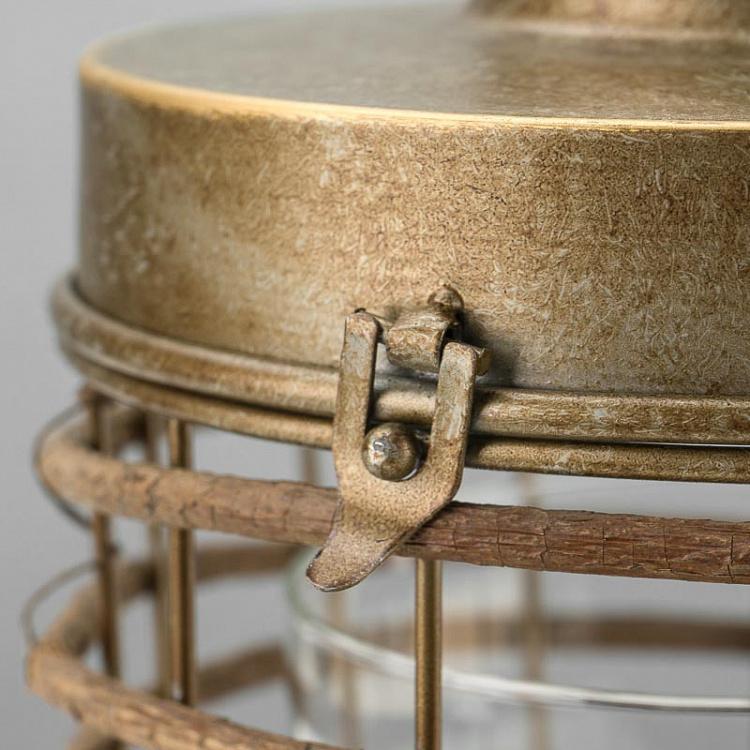 Подсвечник из состаренного металла в виде фонаря Aged Copper Metal Lantern