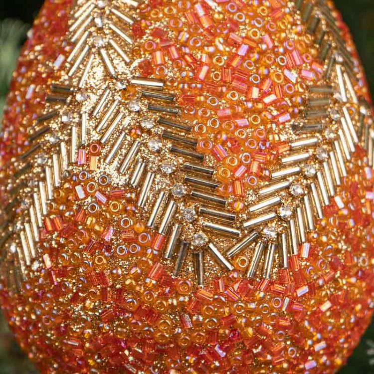 Ёлочная игрушка с бисерным орнаментом оперения Яйцо Пчелоед Xmas Hanging Egg Guepier 10 cm
