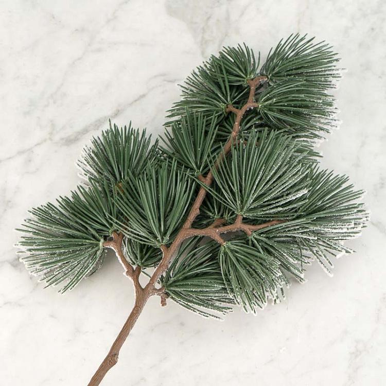 Новогоднее украшение Заснеженная сосновая ветка Snow Pine Stem Green White 58 cm