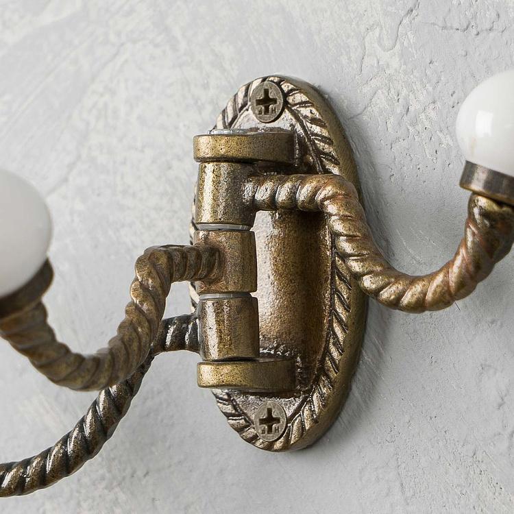 Трёхрожковый крючок с белыми наконечниками Верёвка Ceramic Knob Triple Rope Hook White