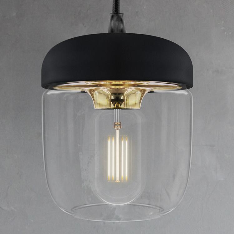 Чёрно-латунный подвесной светильник Жёлудь на чёрном проводе Acorn Black Brass Hanging Lamp With Black Cord