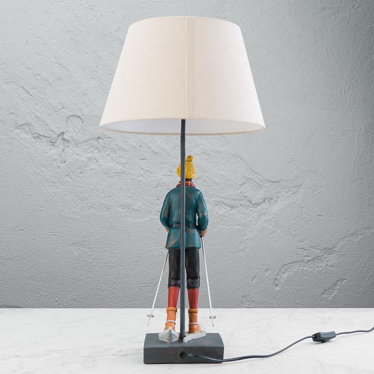 Настольная лампа с бежевым абажуром Поход на снегоступах Snowshoe Hike Vintage Table Lamp With Beige Shade