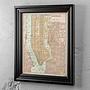 Картина-принт Classic Map New York, Black Wood