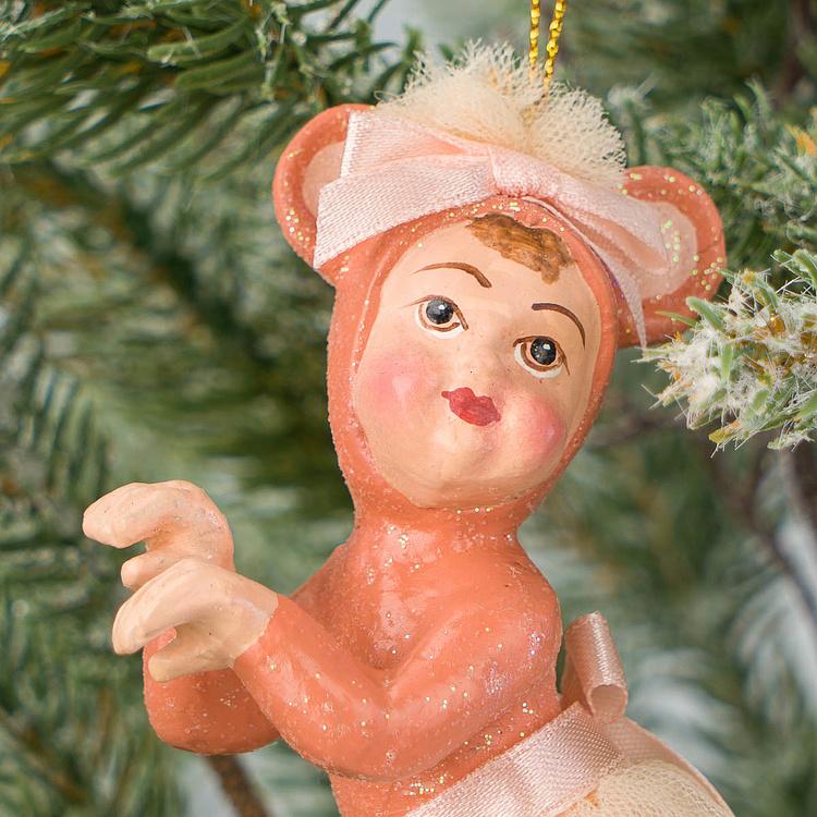 Набор из двух ёлочных игрушек Мышки из балета Щелкунчик Set Of 2 Nutcracker Ballerinas Mouse Pink 13 cm