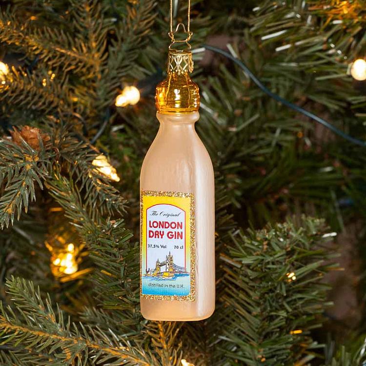 Ёлочная игрушка Бутылка джина Gin Bottle White Yellow 12,5 cm