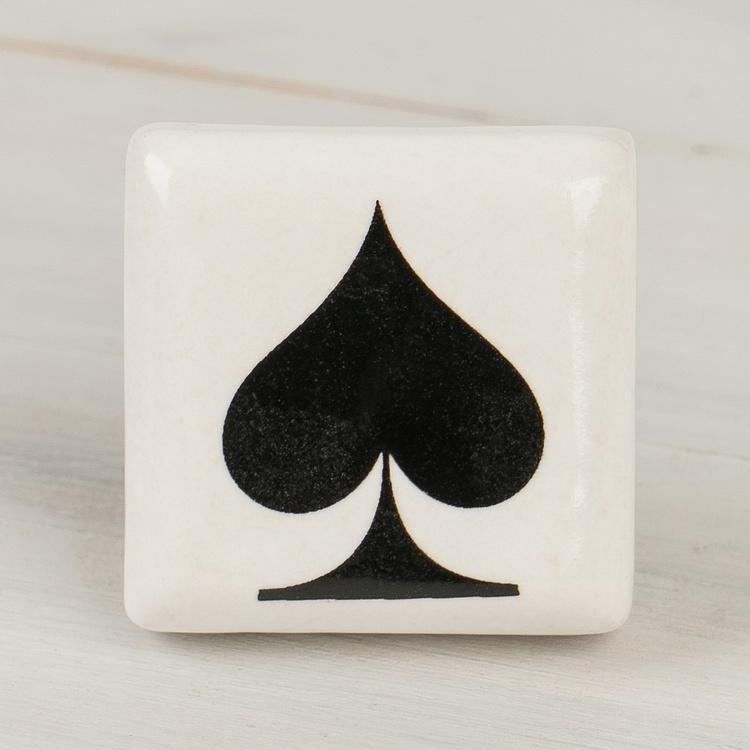 Керамическая мебельная ручка с мастью Пики Spades Playing Cards Ceramic Knob