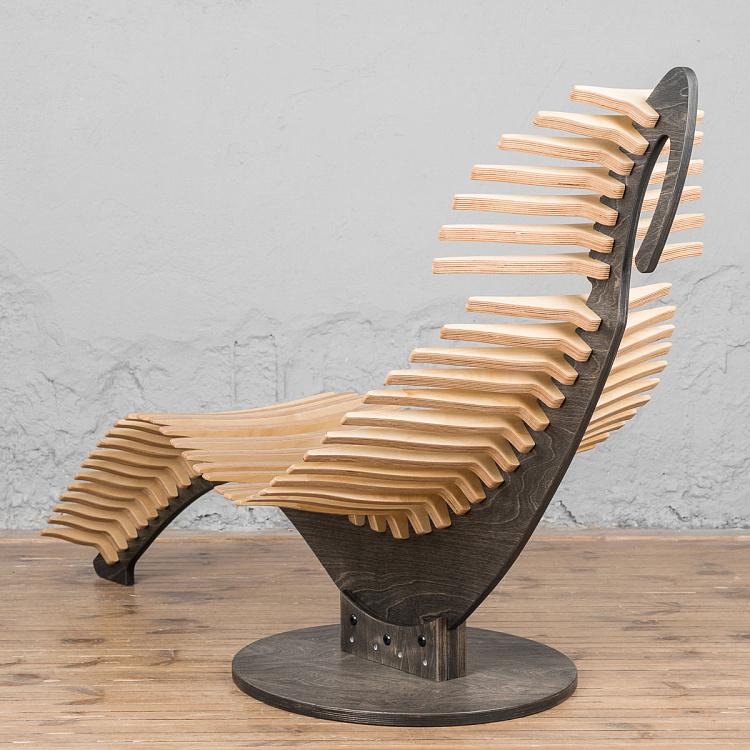 Бежевое кресло-шезлонг Кит Whale Lounge Natural/Dark Oil