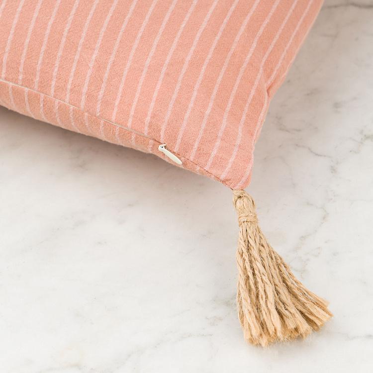 Декоративная розовая подушка с джутовыми кисточками Cushion With Jute Light Pink