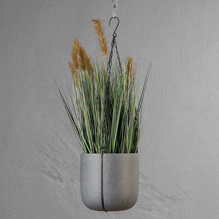 Подвесное тёмно-серое кашпо-чаша Эффектори Бетон, S Effectory Beton Hanging Bowl Dark Grey Small