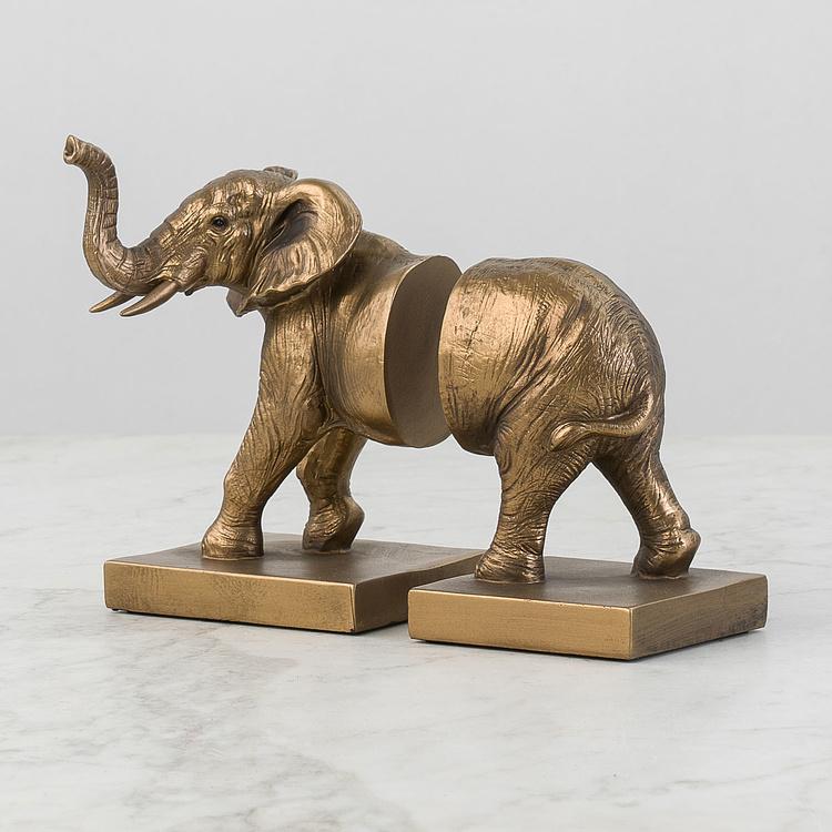 Набор из двух держателей для книг Медный слон Bookend Сopper Elephant