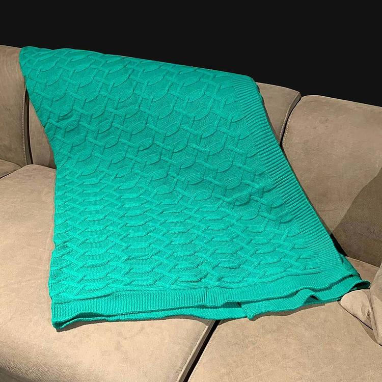 Зелёный шерстяной плед Вермонт в вязаном тубусе, 130x180 см Vermont Plaid Dark Green 130x180 cm