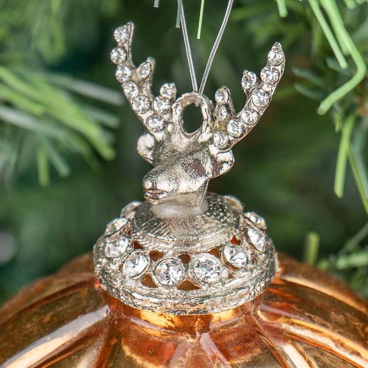 Золотой ёлочный шар с головой оленя Glass Deer Head Ball Gold 11 cm