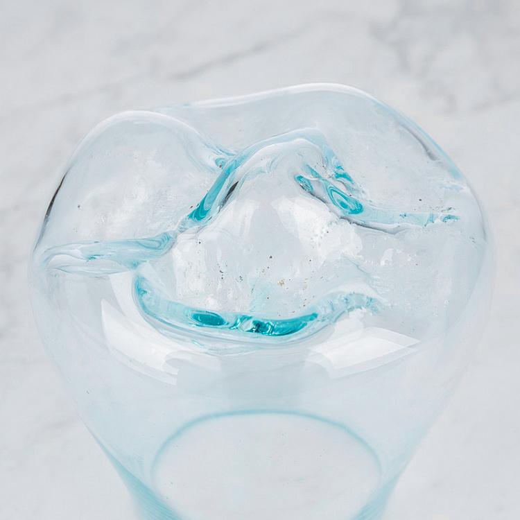 Стеклянная ваза на основании из корней тика Vase Ovale En Verre Sur Support En Racine De Teck