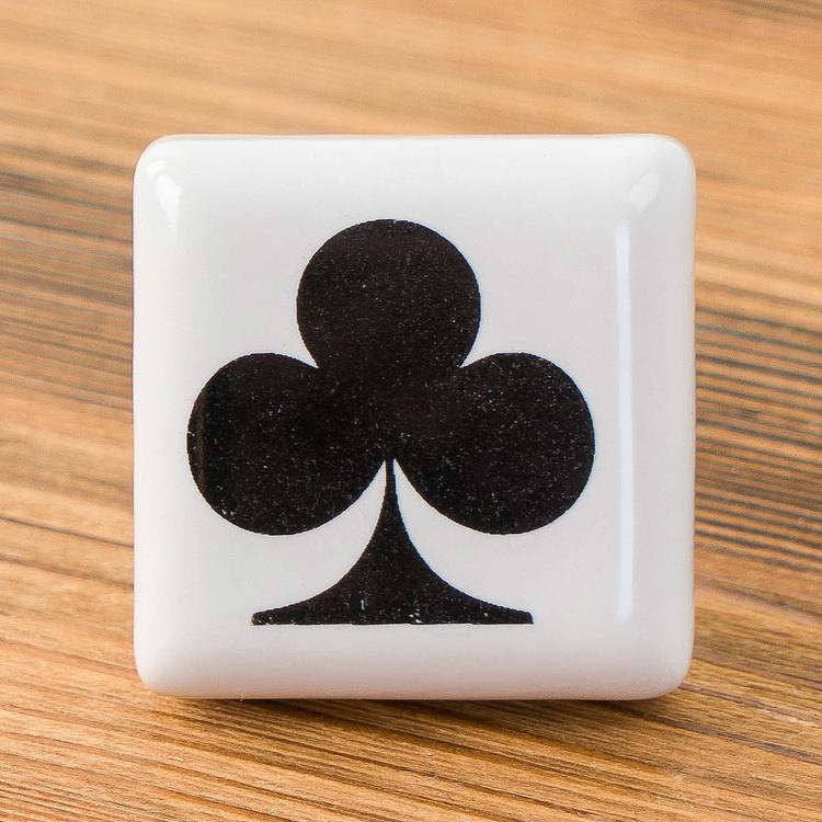 Керамическая мебельная ручка с мастью Трефы Club Playing Cards Ceramic Knob