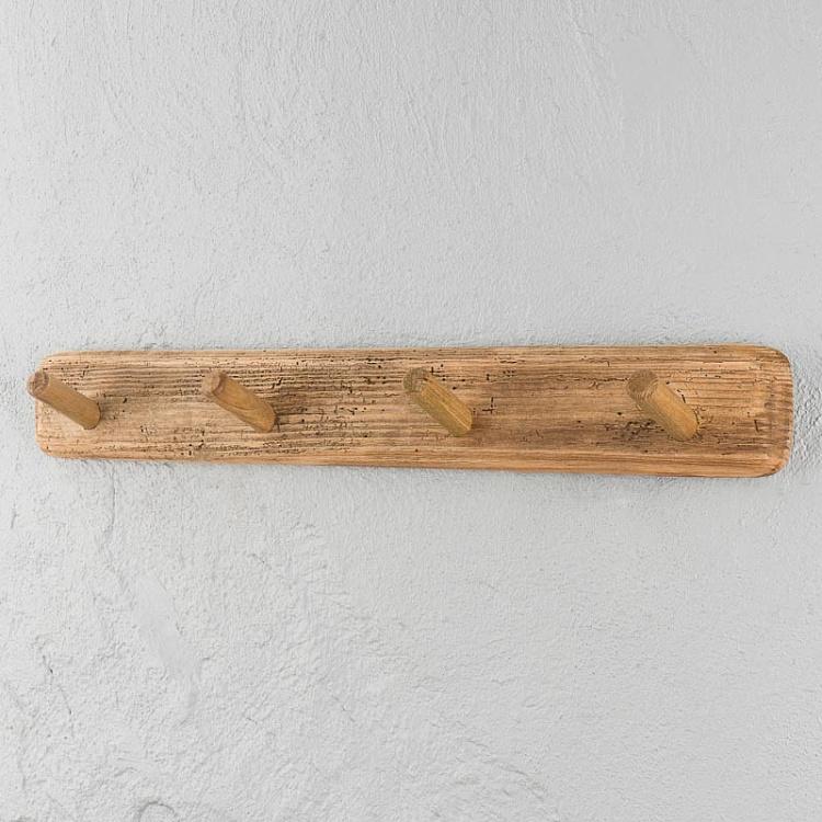 Четырёхместная деревянная настенная вешалка Rustic Wooden Coat Rack 4 Hooks