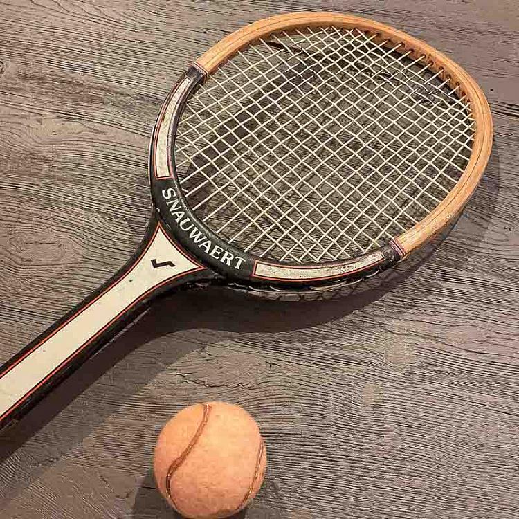 Винтажная теннисная ракетка и мяч 4 Vintage Tennis Racket And Ball 4