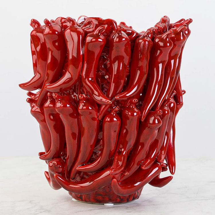Красная ваза Перцы Чили, L Chili Bordeaux Red Vase Large
