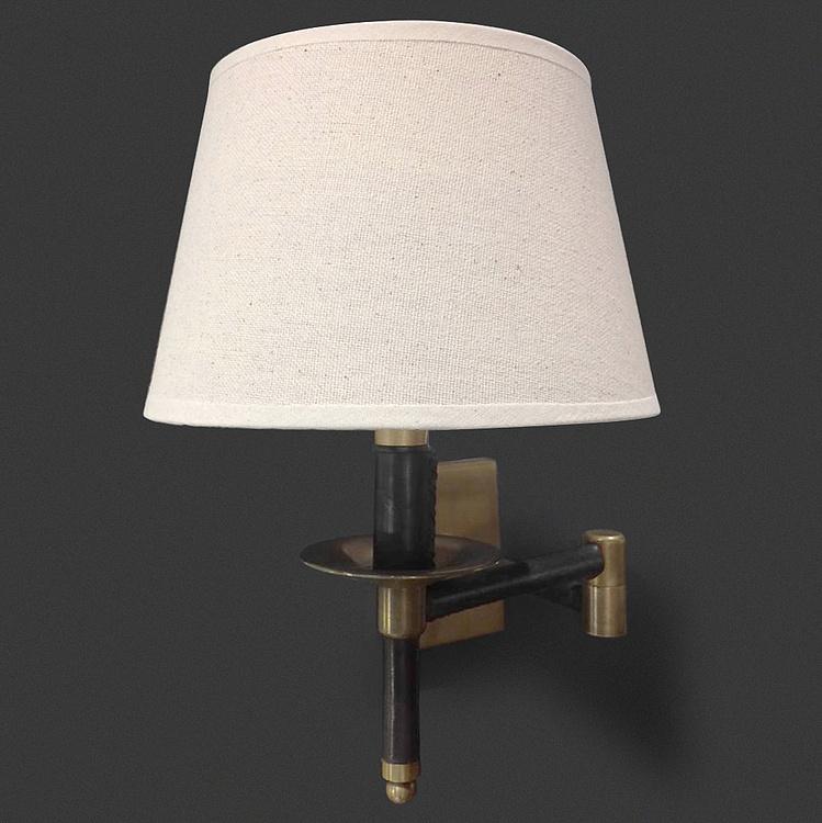 Поворотное бра Мейфэр с бежевым льняным абажуром Leather Copper Wallsconce With Shade Beige Linen