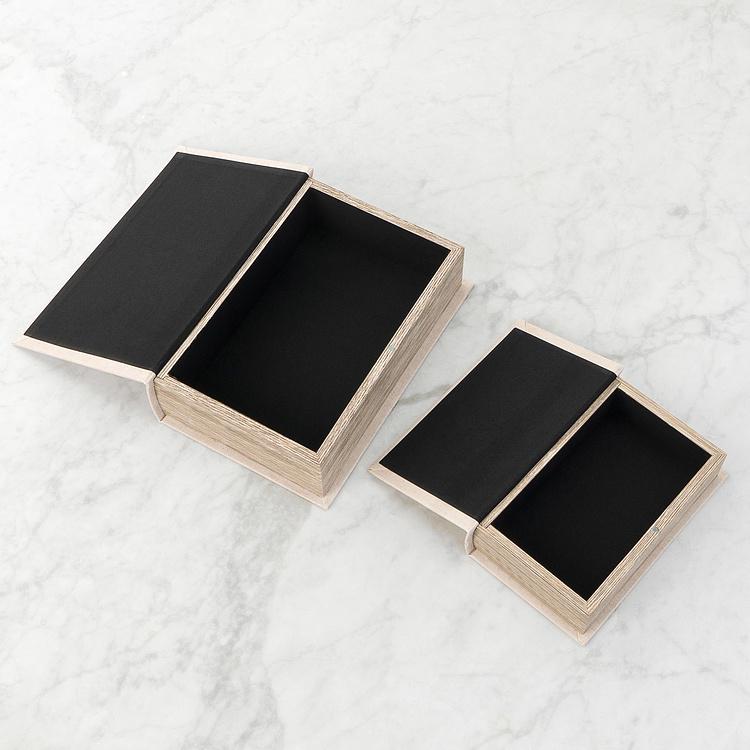 Набор из двух шкатулок с лиственным узором Set Of 2 Book Boxes Linen Leaf Motif