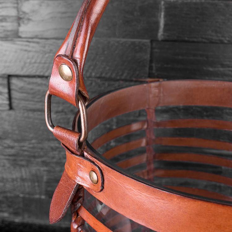 Кожаный подсвечник, M Medium Leather Weaved Hurricane