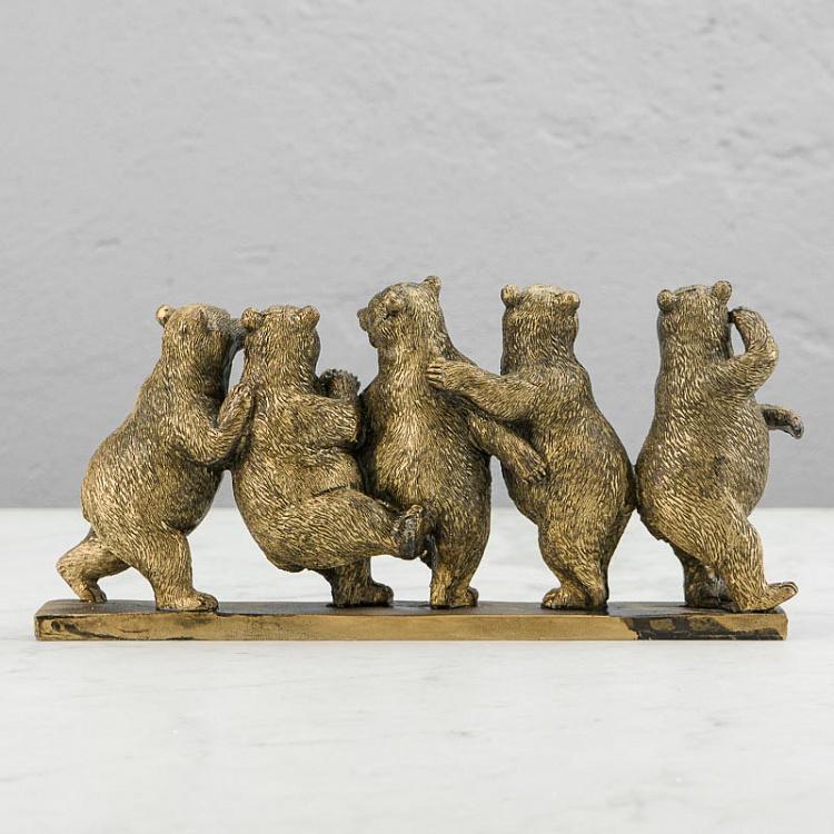 Статуэтка Медвежий квинтет Row Of 5 Bears Antique Gold