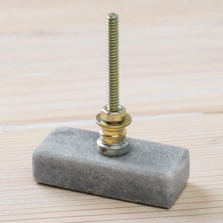 Мебельная ручка из камня с латунными вставками Brass Inlay Grey Stone Knob