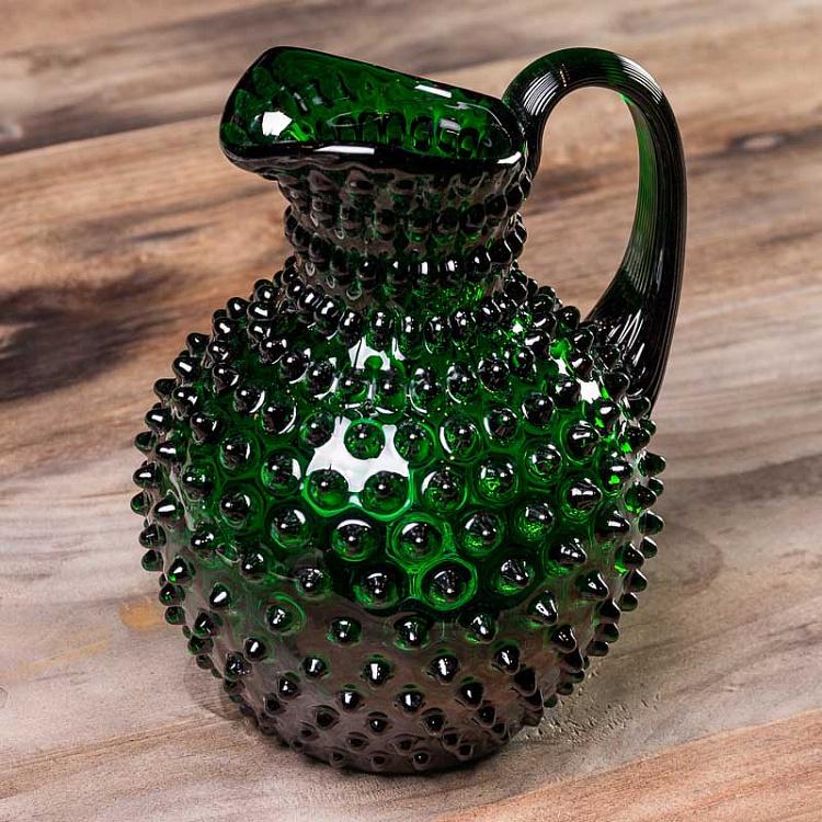 Изумрудный кувшин Диамант Pitcher Hobnail Green Large