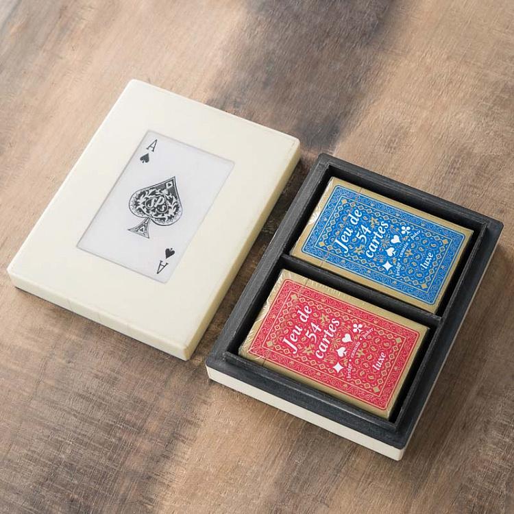 Белая шкатулка с набором из двух колод карт White Card Games Box