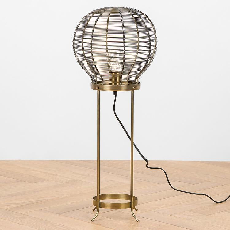 Настольная лампа с патиной Сетчатый шар Mesh Bulb Brass Patina Lamp