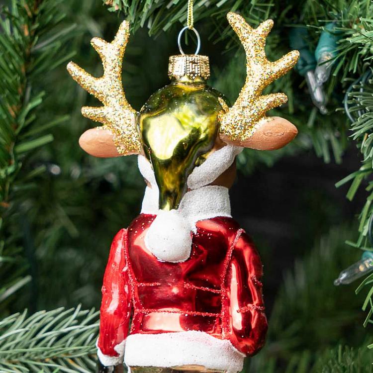 Ёлочная игрушка Олень с лыжами 2 Glass Hanger Ski Elk 2 18 cm