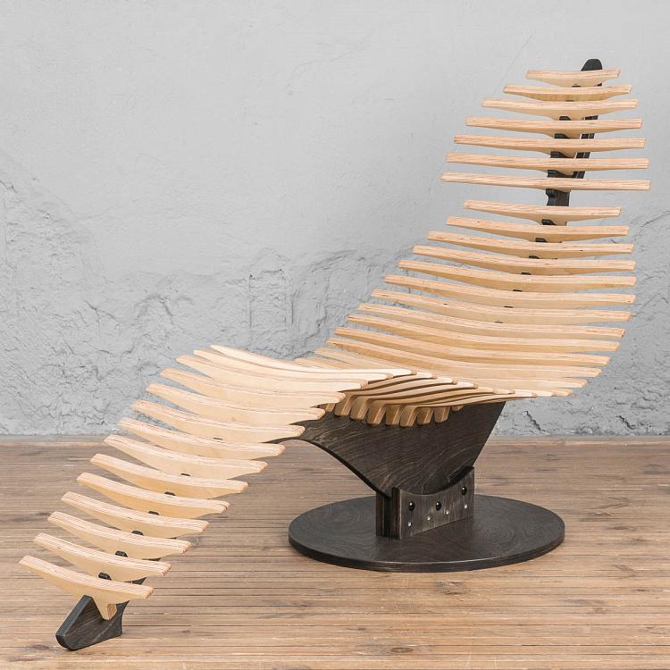 Бежевое кресло-шезлонг Кит Whale Lounge Natural/Dark Oil