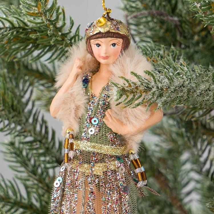 Набор из двух ёлочных игрушек Ар-деко флэпперы Set Of 2 Art Deco Flapper Girls Burgundy 14,5 cm