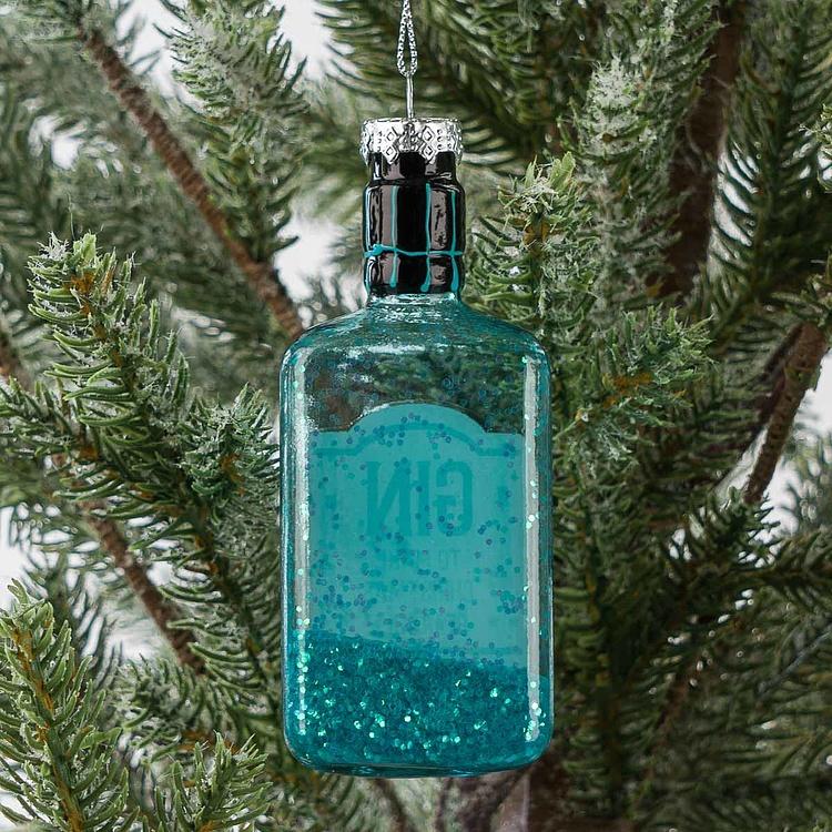 Ёлочная игрушка Бутылка джина Glass Hanger Gin Bottle Blue 11 cm