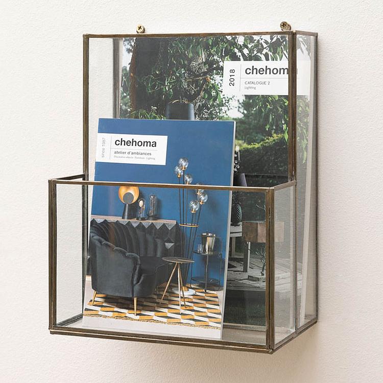 Двойная стеклянная полка Magazine Holder With 2 Glass Boxes