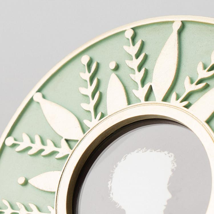 Круглая светло-зелёная рамка для фото с золотыми колосьями Menthol Green Golden Ears Round Photo Frame