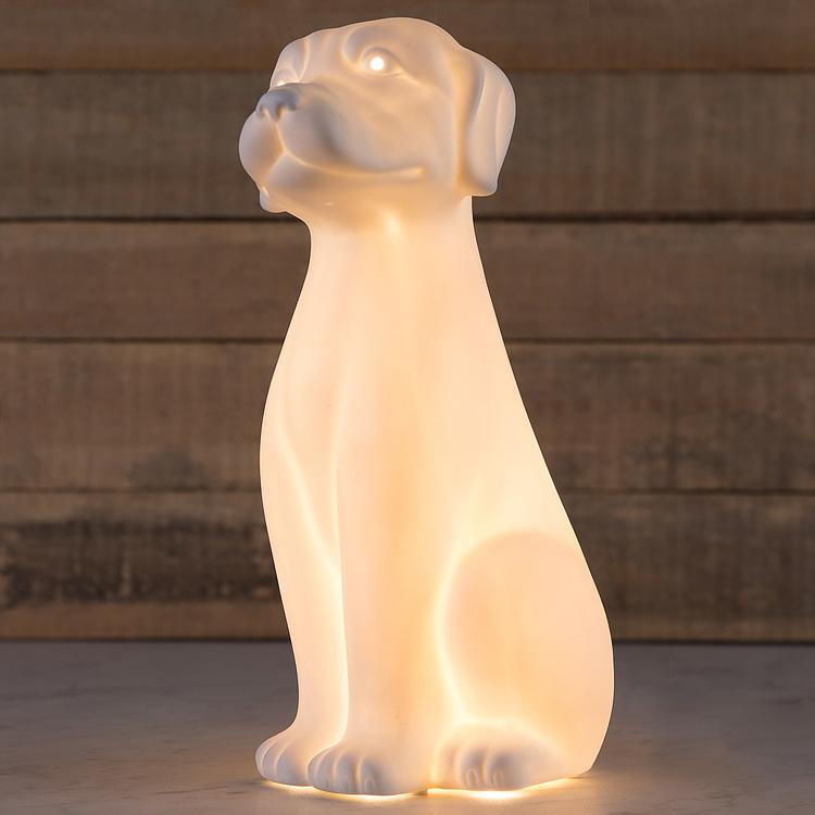 Фарфоровая настольная лампа Собака Porcelain Table Lamp Dog