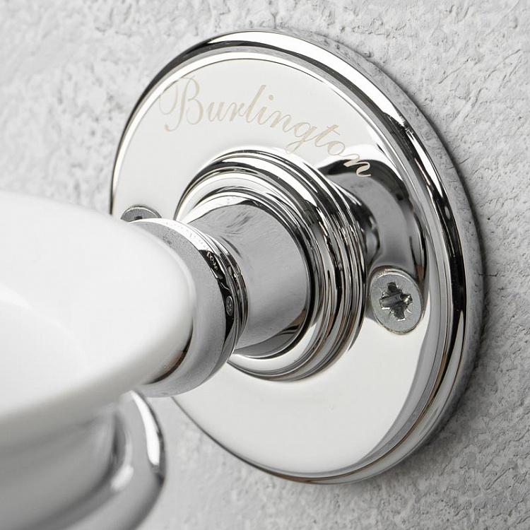 Настенный белый стакан для зубных щёток в подставке цвета хром Tumbler Holder Chrome And White