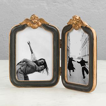 Black And Gold Angles Double Photo Frame