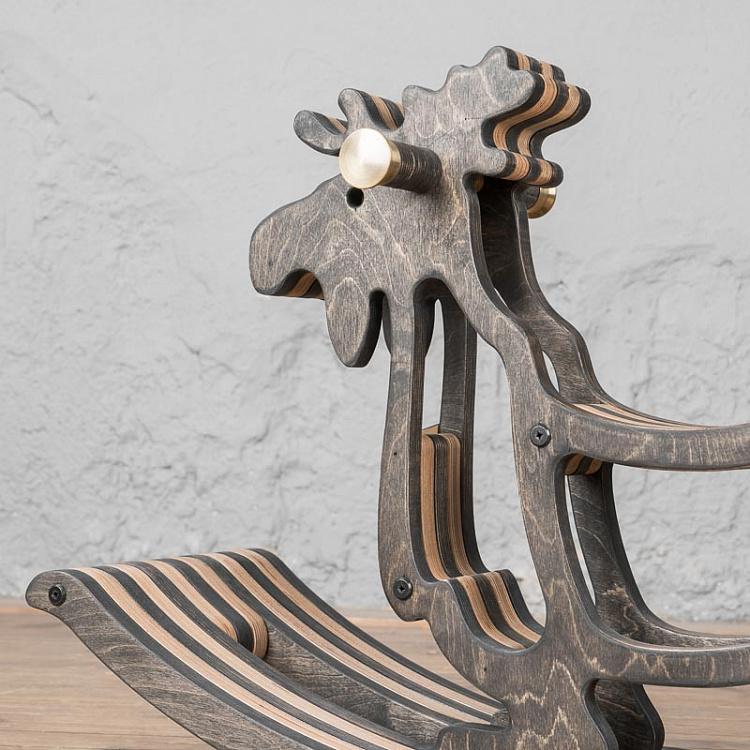 Тёмная детская качалка Лось Elk Rocking Chair Dark Oil