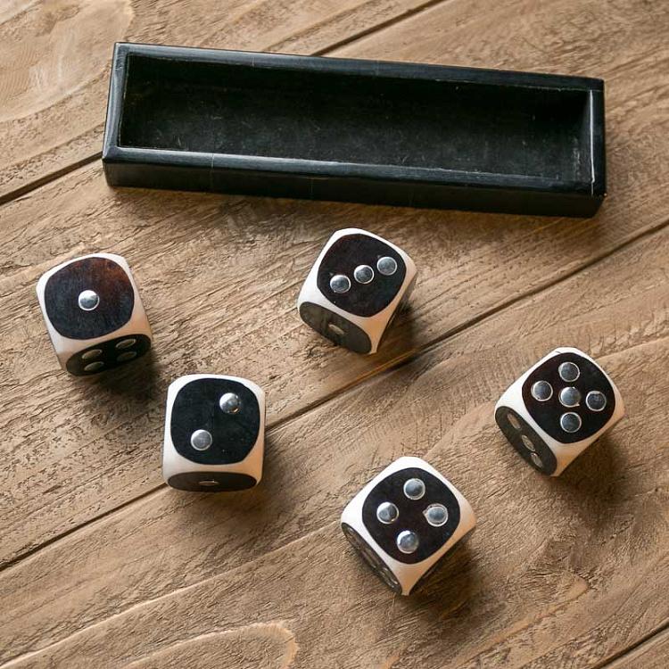 Коробка с 5 игральными костями Big Box With 5 White And Black Dices