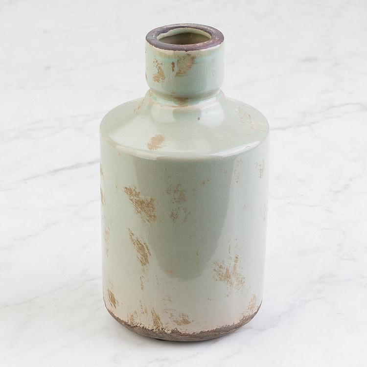 Высокая салатовая керамическая ваза Бутыль Bottle Vase Verdigris High
